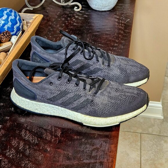 Adidas Men's PureBoost Knit Running Shoes, Gray, Sz 13 - Picture 1 of 16